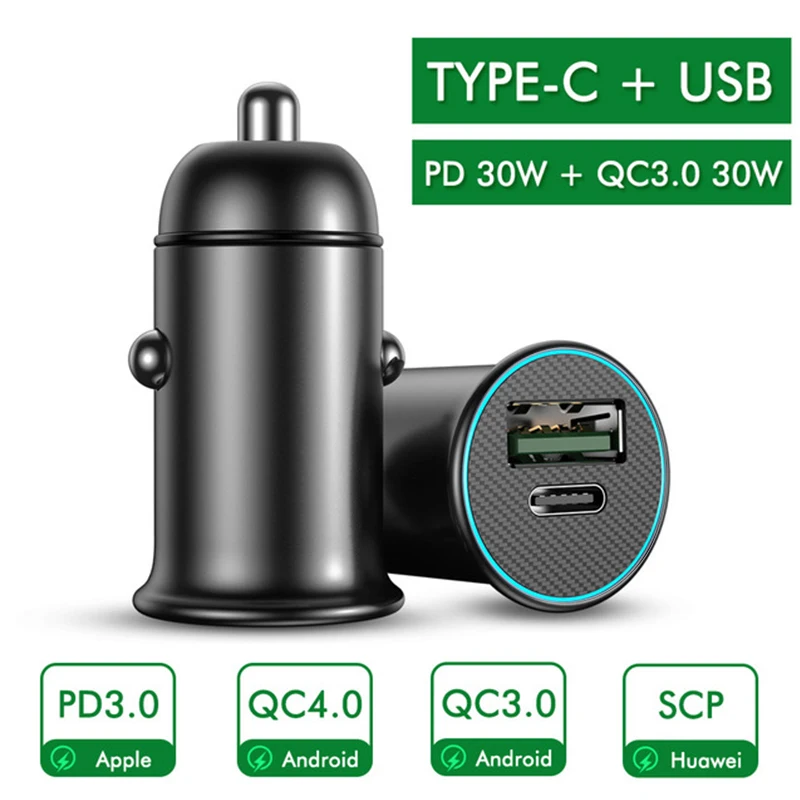 

Автомобильное зарядное устройство с двумя USB-портами и поддержкой быстрой зарядки