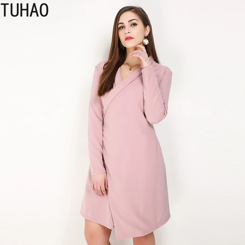 

TUHAO 2021 весеннее женское розовое платье большого размера 8XL 7XL 6XL 5XL женское офисное женское элегантное платье для матерей Женская одежда Вечерние