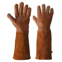 tmzhistar 100pair rose pruning gloves for men and women thorn proof goatskin leather gardening gloves with long cowhide gauntlet