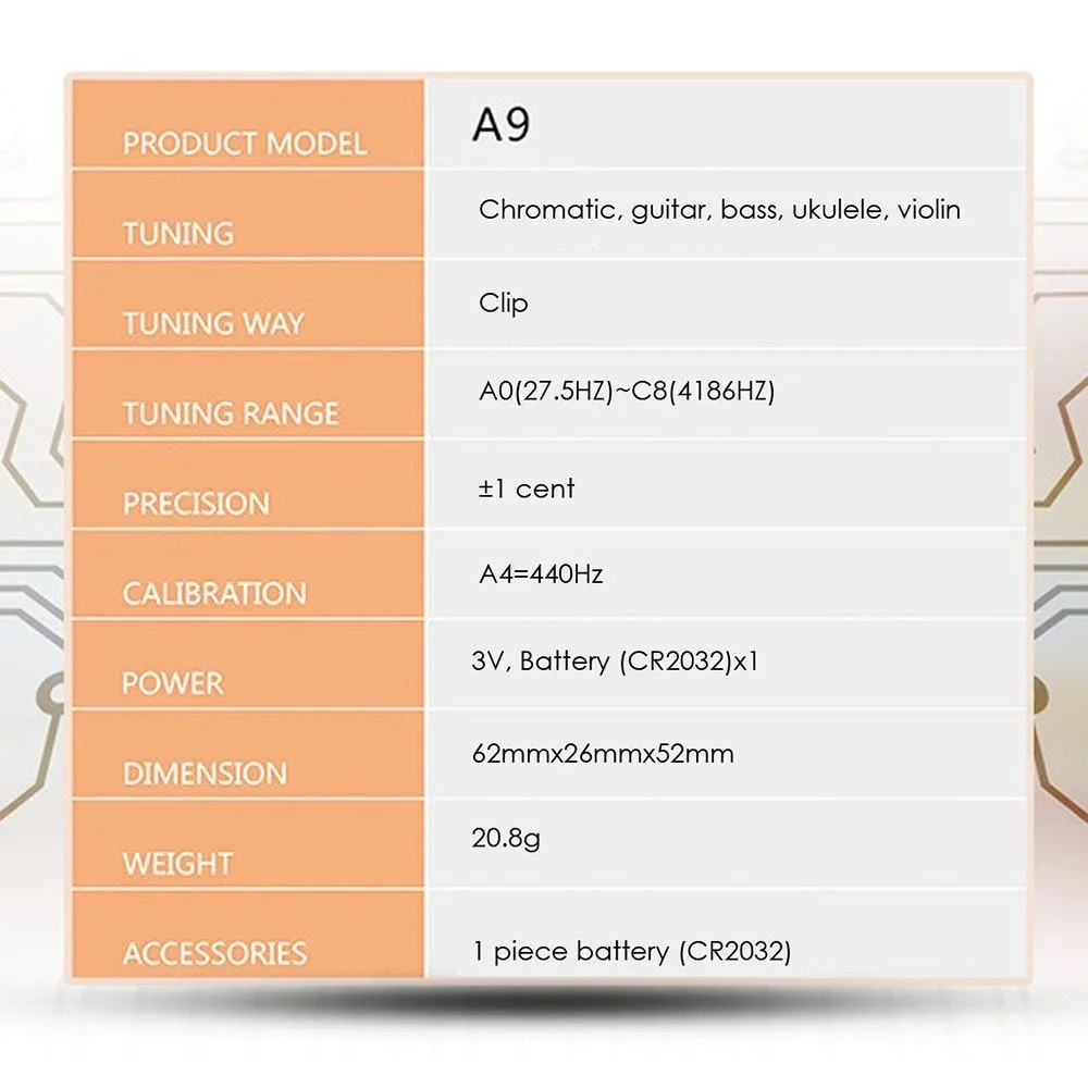 Цифровой клипсовый Электрический тюнер для гитары хроматический бас скрипка