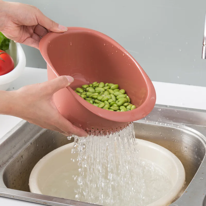 

Plastic Drain Basket Kitchen Wash Rice Drain Vegetables Fruit Rice Washing Basket For Home Kitchen Supplies