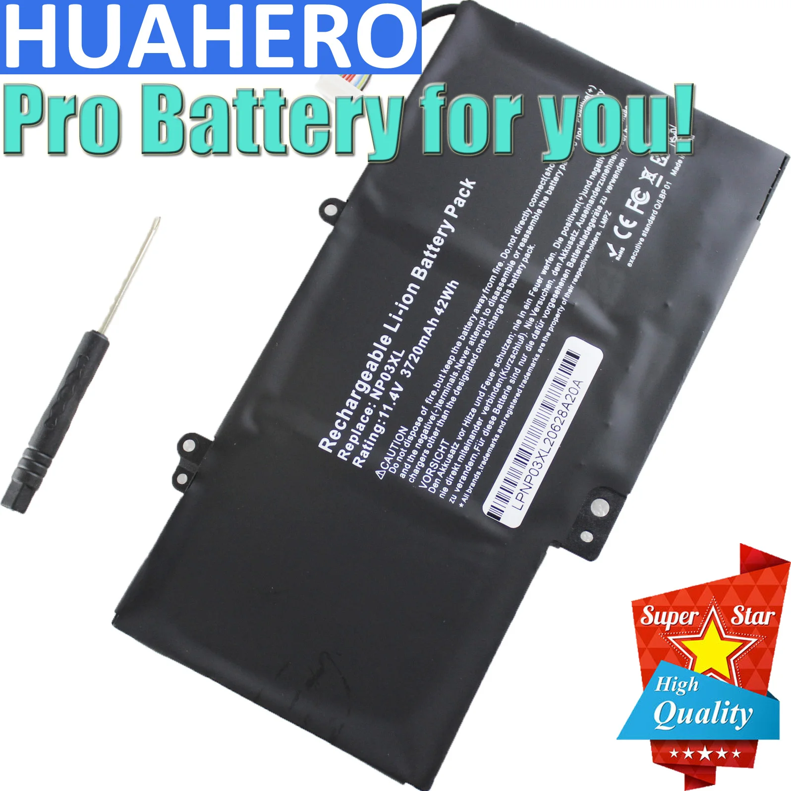 Аккумулятор для ноутбука HUAHERO NP03XL HP Pavilion X360 13 A010DX TPN Q146 Q147 Q148 760944 421 ENVY x360 15 U010DX