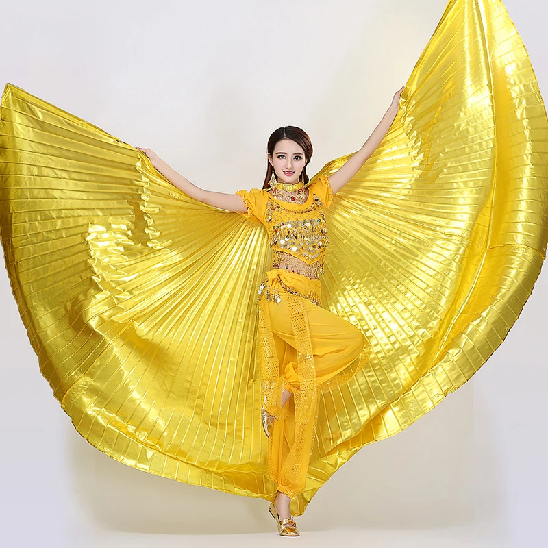 

360degree Indian Belly Dancing Wings Solid Color Women Non Split Gypsy Girl Flamenco Dance Accessories Bellydance Performance