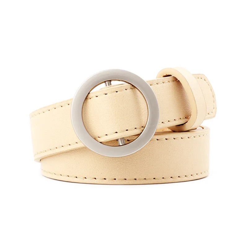 

Fashion Vintage Simple waist Belt Solid riem PU leather Wild women's belts Circle Buckle No Pins Students Waistband waist belt