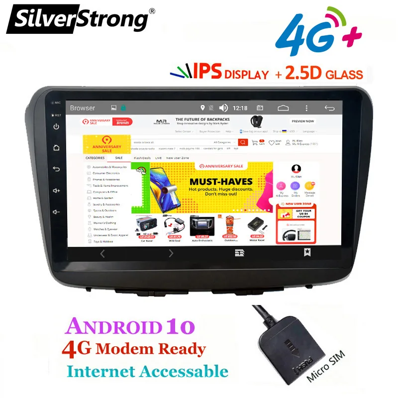 CarPlay GPS for Suzuki Baleno Android10.0 IPS 4G Modem Internet Auto Radio Navi Multimedia MP4 Player WIFI | Автомобили и