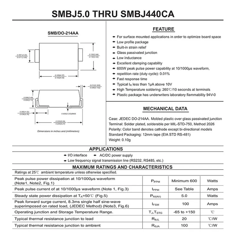 50 шт. светодиоды SMD TV SMBJ12A SMBJ13A SMBJ14CA SMBJ15CA SMBJ16CA SMBJ17CA SMBJ18CA SMBJ19A SMBJ20A SMBJ22A 600 Вт 5 в-440 в SMB |
