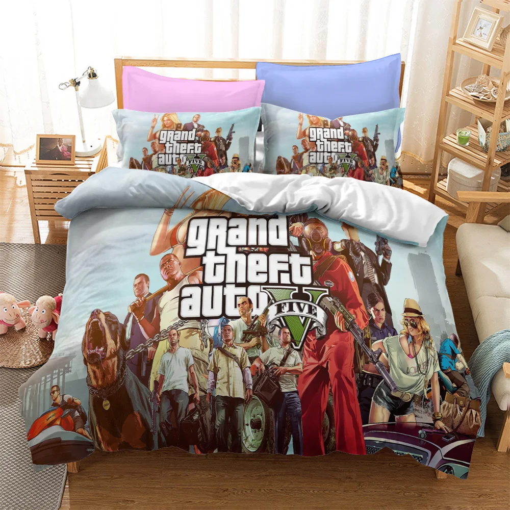 Комплект постельного белья для видеоигр GTA V с 3D принтом пододеяльники Grand Theft Auto 5