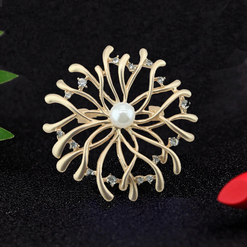 Женские и мужские брошки RHao Delicate dump золотые с кристаллами цветами для свадебной