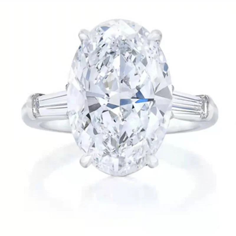 

Fashion Ladies Wedding White Dazzling AAA CZ Rhinestone Oval Crystal Ring for Engagement Party Jewelry Size 6-10