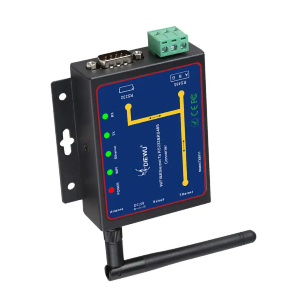 Серверный преобразователь DIEWU с поддержкой Wi-Fi и Ethernet RJ45 на RS232 RS485 модуль