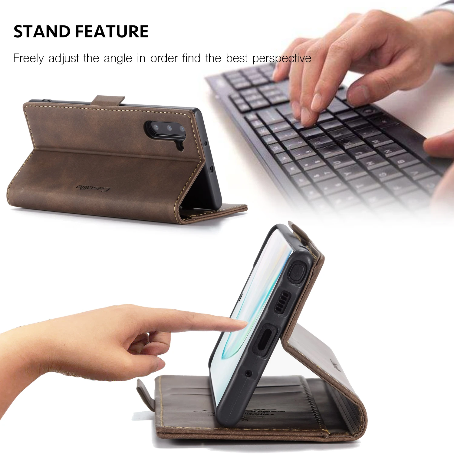 Чехол для Galaxy Note 10 из искусственной кожи с держателем карт наличных денег Ретро