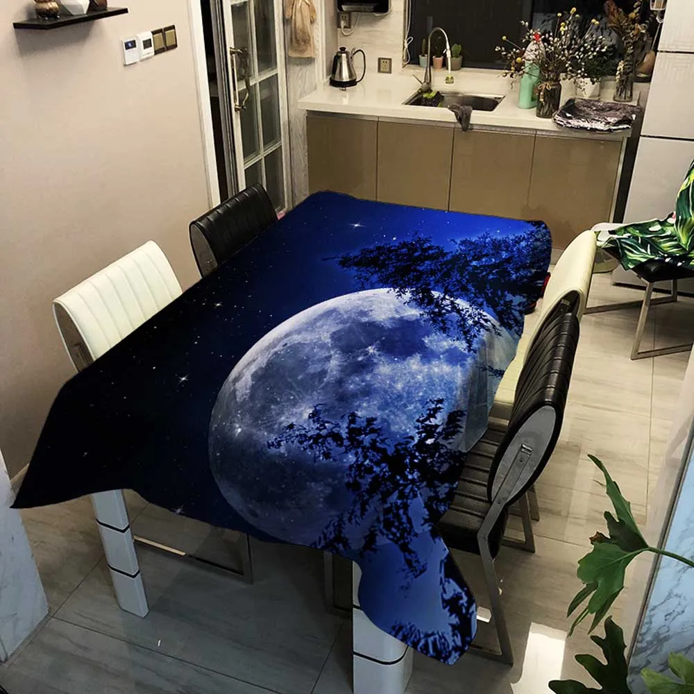 Moon Planet Print прямоугольная скатерть с квадратным принтом земли темно синяя