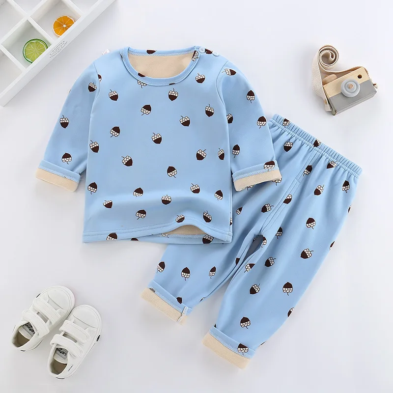 Детская Пижама одежда для мальчиков и девочек утепленный термокомплект