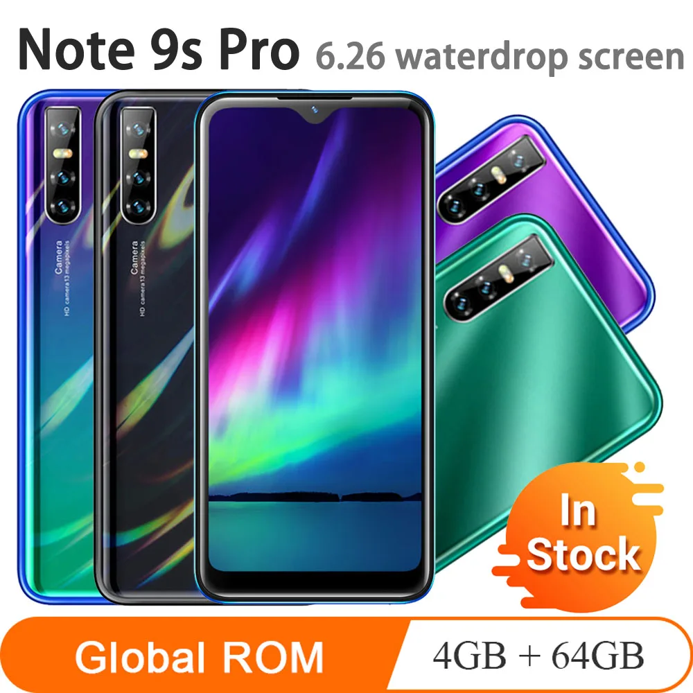 Смартфон Note9s pro 4 + 64 ГБ MTK6580 ядра 6 26 дюйма | Мобильные телефоны и аксессуары