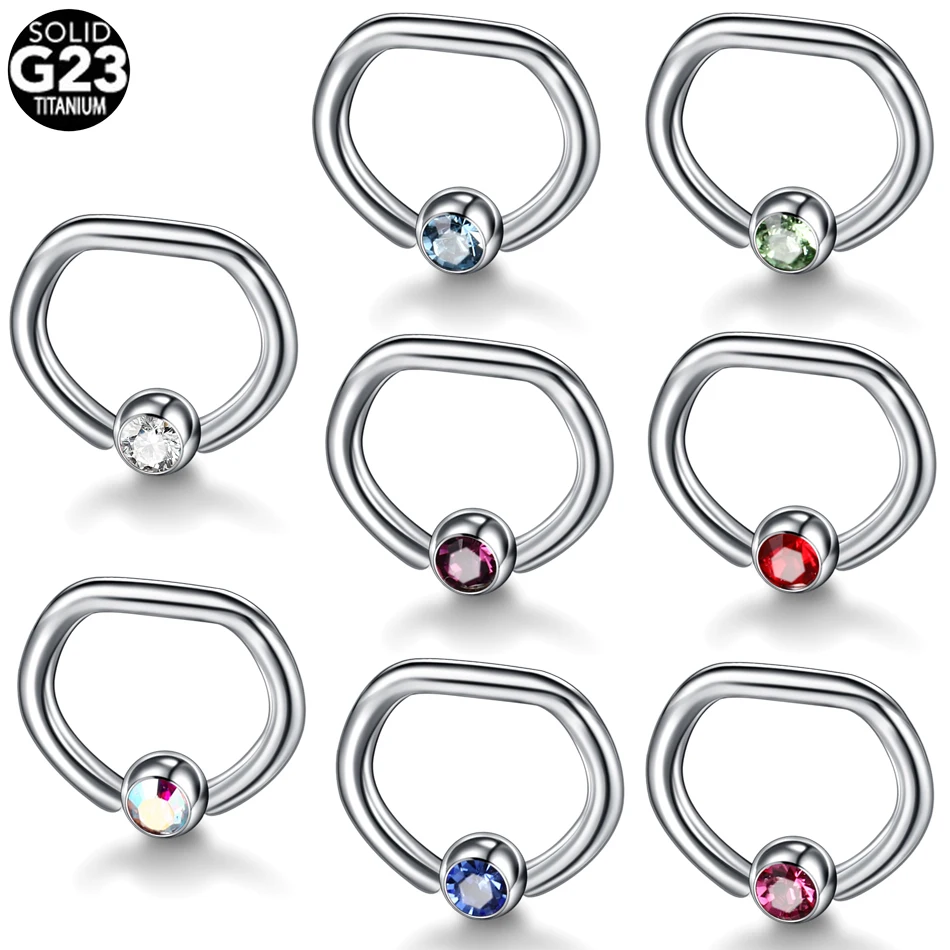 

1Pc Titanium D Shape Captive Bead Ring Hoop Nose Rings Septum Piercing Ear Tragus Cartilalge Helix Piercing Earring Body Jewelry