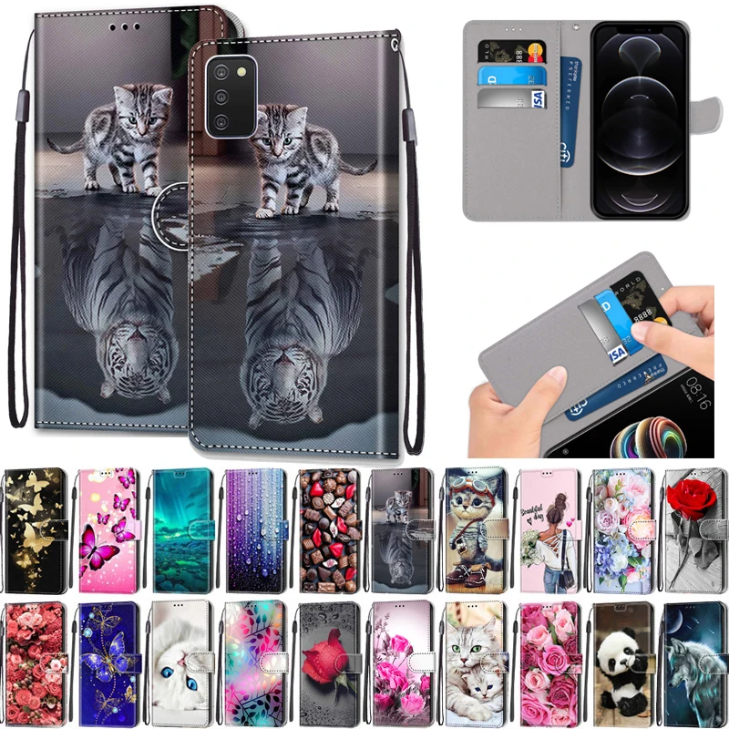 

Leather Case for on Samsung Galaxy A03S Case SM-A037F A037M A037G Phone Case Card Slot Fashion Colorful Flip Wallet Cover