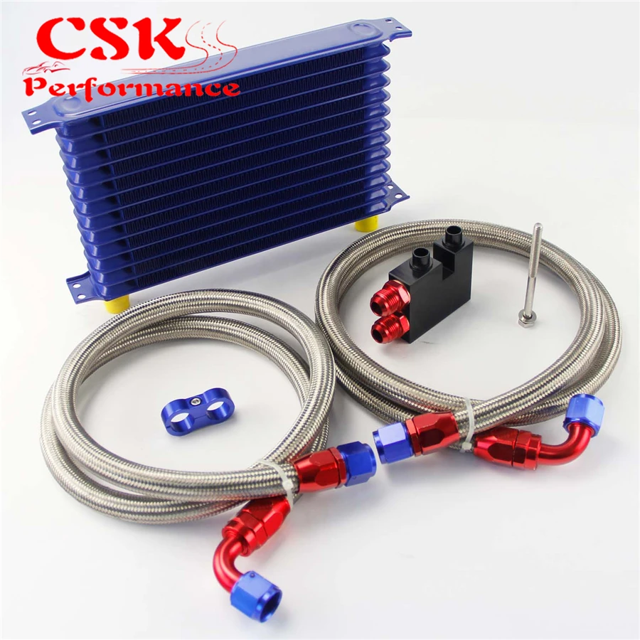 Комплект масляного радиатора AN10 13 Row 262 мм подходит для BMW N54 Twin Turbo 135i E82 335i E90 E92 E93 Blue