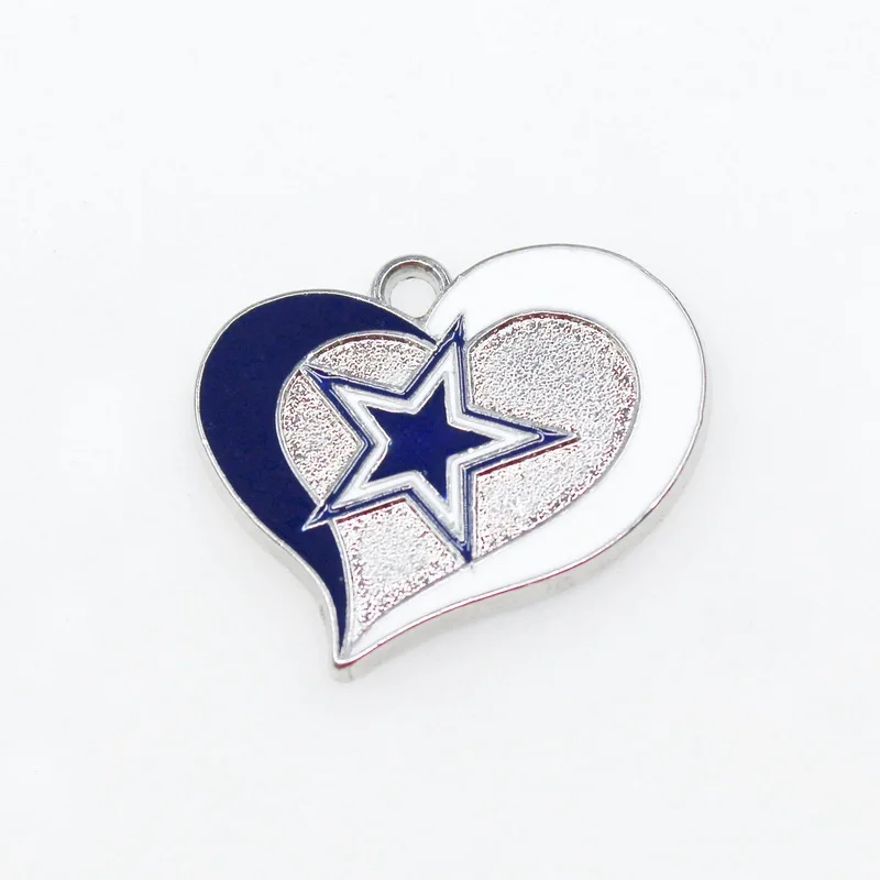 

US Football 20pcs/lot Texas Heart Enamels Dangle Charms Football Sports Hanging Charm DIY Bracelet Necklace Pendants Jewelry