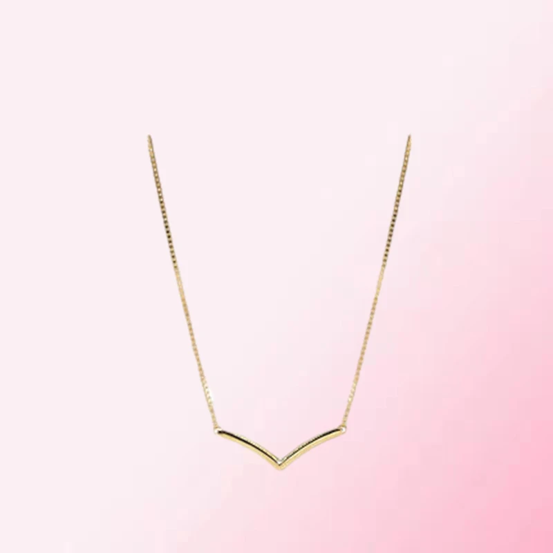 

PanDO 1:1 Make 925 Sterling Silver Custom Simple Personality DIY Golden Necklace 367803