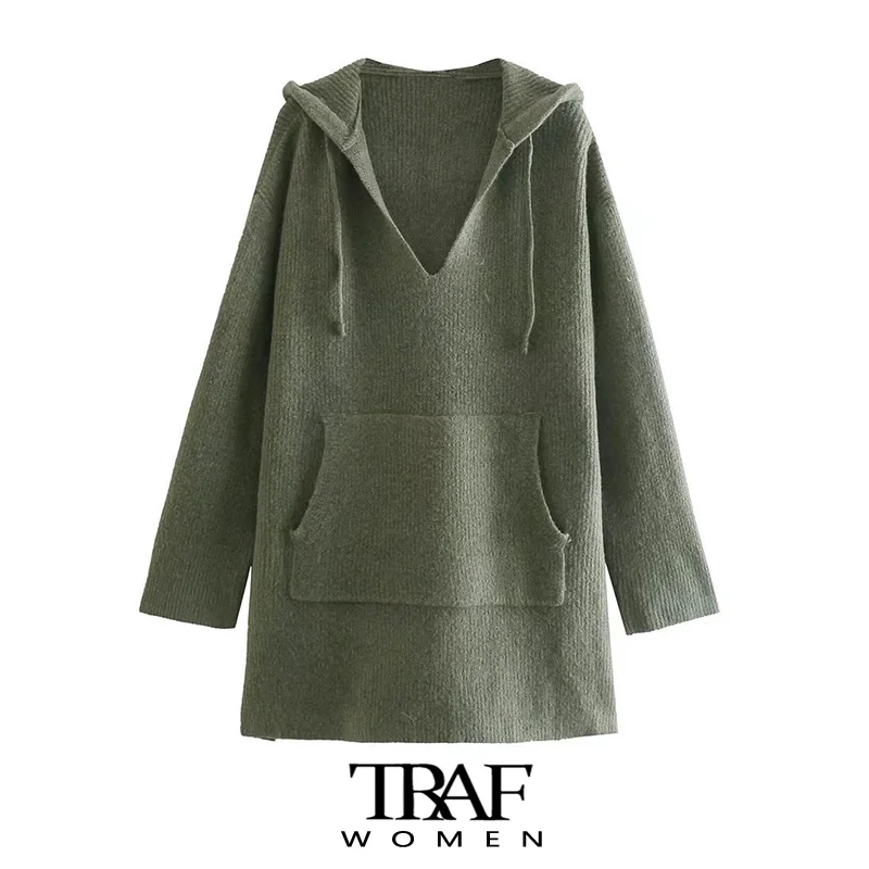 

Женский свитер с капюшоном и передним карманом, с длинным рукавом