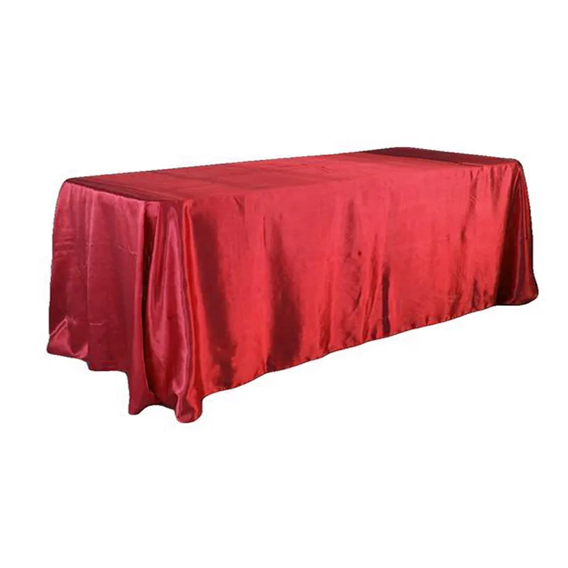 

228x335cm Black Wedding Satin Tablecloth Party Table Cloth White Rectangle For Hotel Banquet Events Decoration