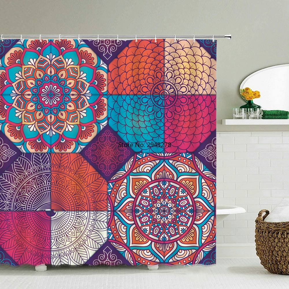 

Индийская занавеска для душа в богемном стиле, Геометрическая занавеска для ванной с цветочным принтом, s, декор для душа, Настенная подвесн...