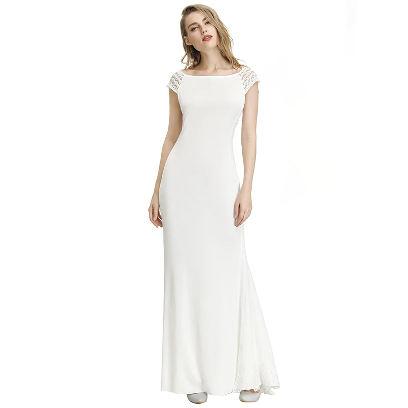 

2021 New Fashion Long White O Neck Cocktail Gowns Ladies Sleeveless Evening Party Prom Vestidos Celebrity Dresses Robes De Soire