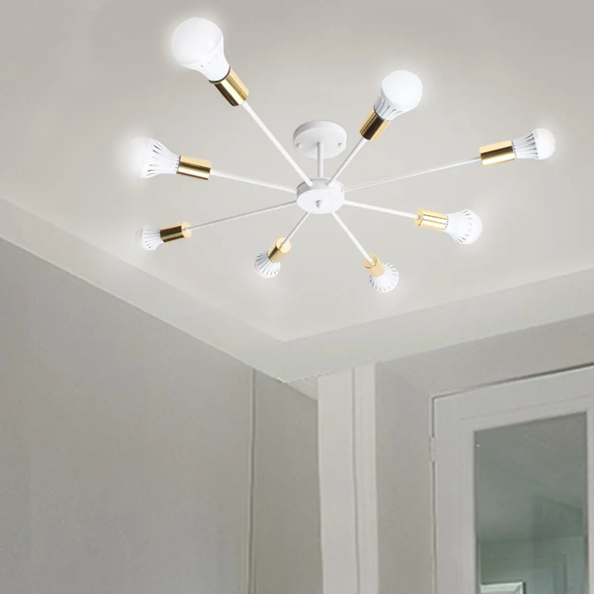 

Retro Iron Chandelier Black/White 6/8/10 Sockets Lighting Vintage Spider Chandelier Modern Ceiling Lamp Light Fixture Lighting