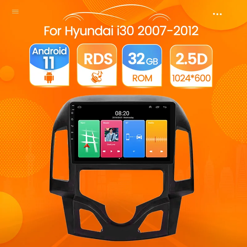 Автомобильное радио мультимедийный проигрыватель навигации GPS для Hyundai I30 2007-2008