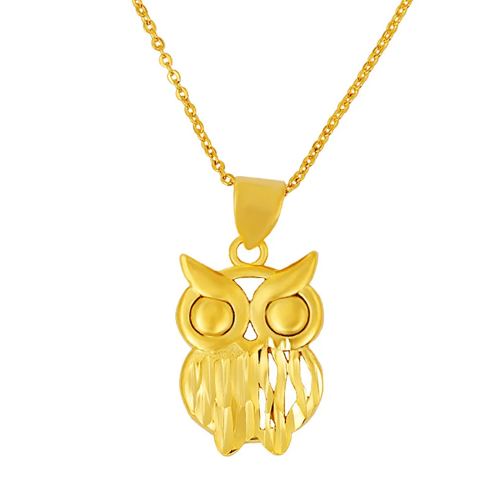 

VAMOOSY 24K Gold Necklace Owl Pendant Fashion Clavicle 45cm Link Chain Choker Necklaces for Women Wedding Jewelry Collares Gifts