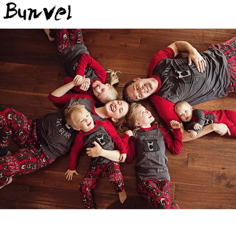 Bunvel/одинаковые комплекты для семьи Рождественский пижамный комплект