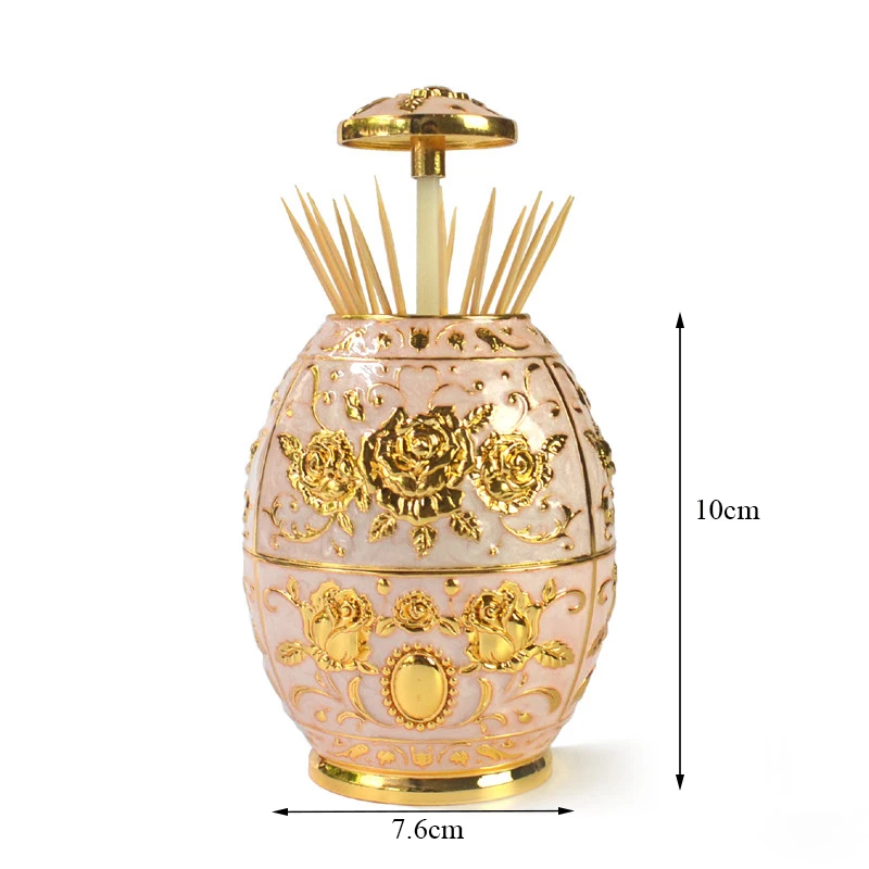 

European Style Zinc Alloy Toothpick Holder Carved Flower Pattern Metal Toothpick Dispenser Box Household Organizer Wedding Gifts