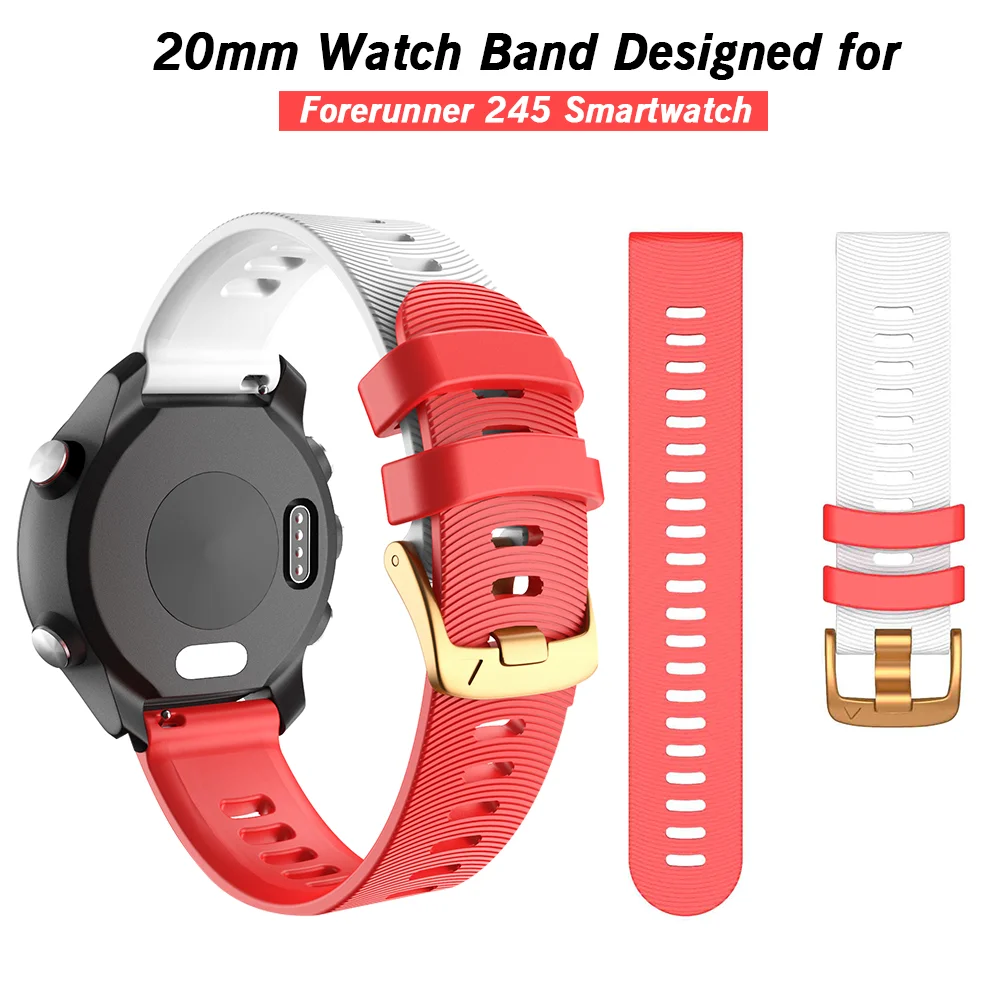 

ANBEST for Garmin Forerunner 645 245 Band 20mm Replacement Strap Soft Silicone for Vivoactive 3 Music Vívomove HR