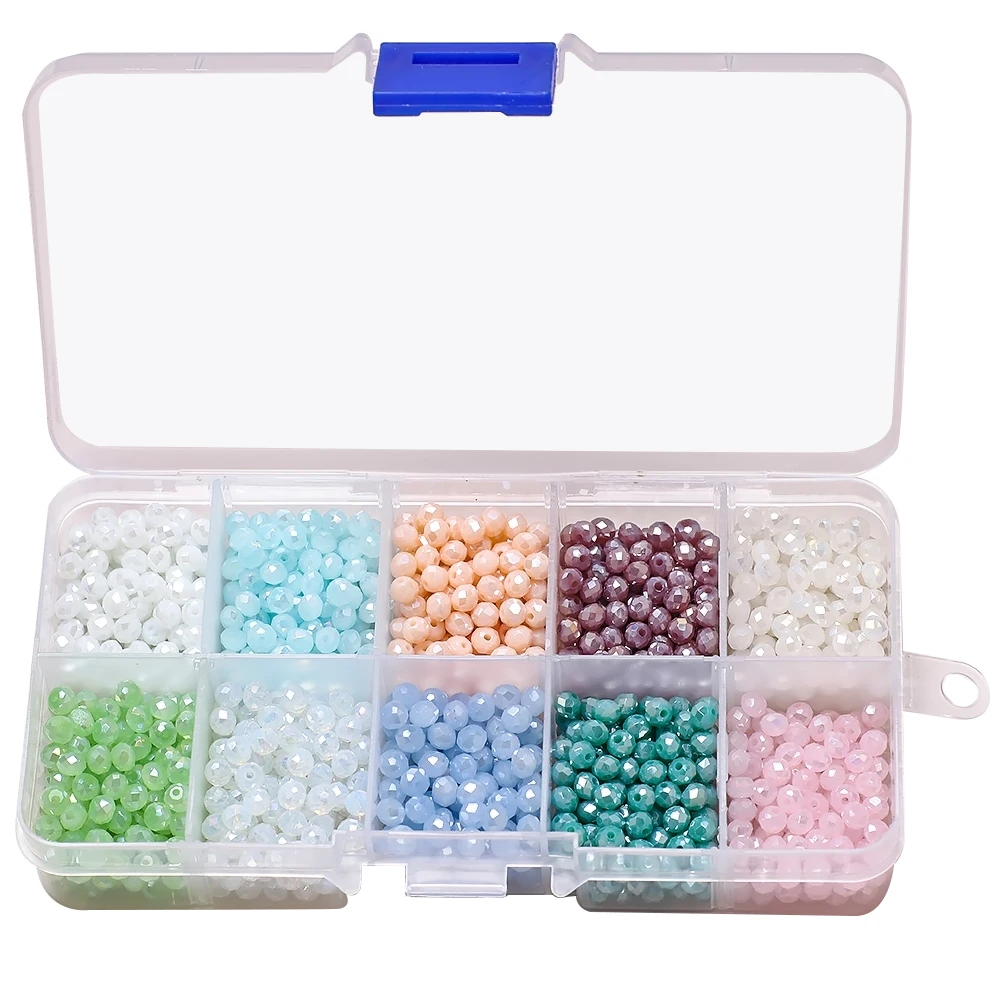 4 6 8mm AB Rondelle Glass Faceted Beads for Jewelry Making DIY for Woman Briollete Crystal Round Loose Spacer Beaded Needlework