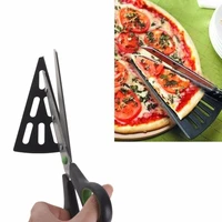 new 2 in 1 stainless steel pizza scissors cutter tray slicer divider food serving pancake pie tool