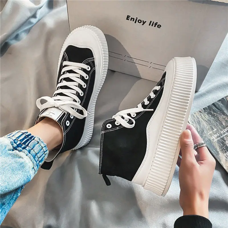 Кеды мужские высокие Вулканизированная подошва холщовые кроссовки удобная