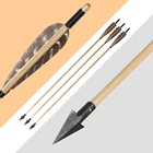 Стрелы из древесины для стрельбы из лука, традиционный Рекурсивный лук из перьев индейки, лук пони, подходит для охоты, 612шт., 31,5 дюйма, 8 мм