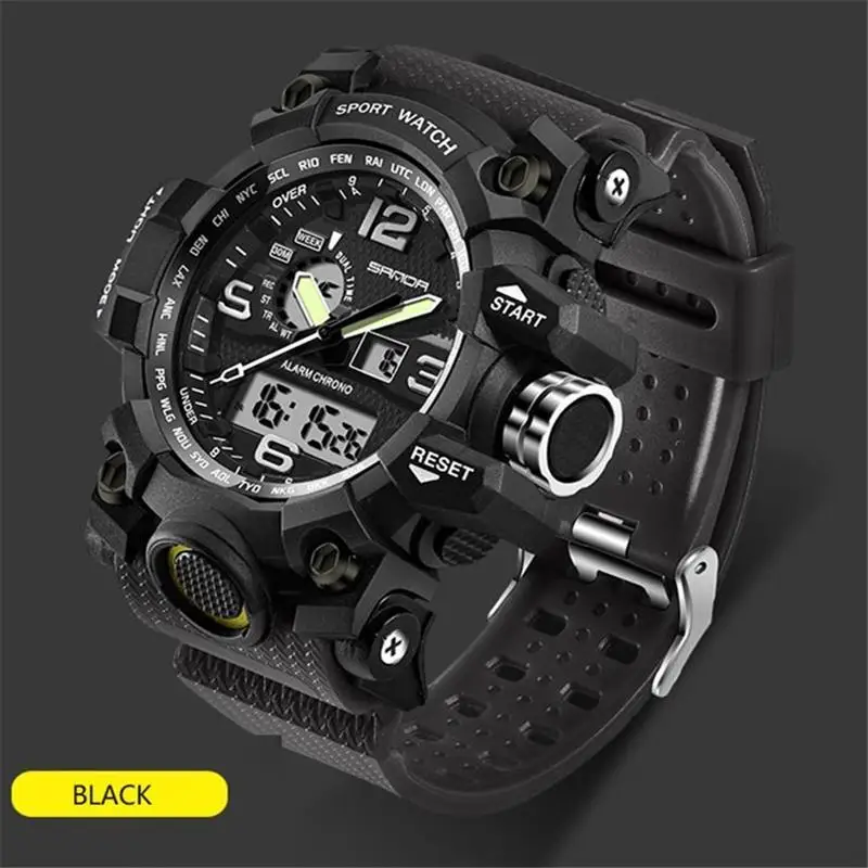 Мужские наручные часы SANDA водонепроницаемые цифровые светодиодный экран 5