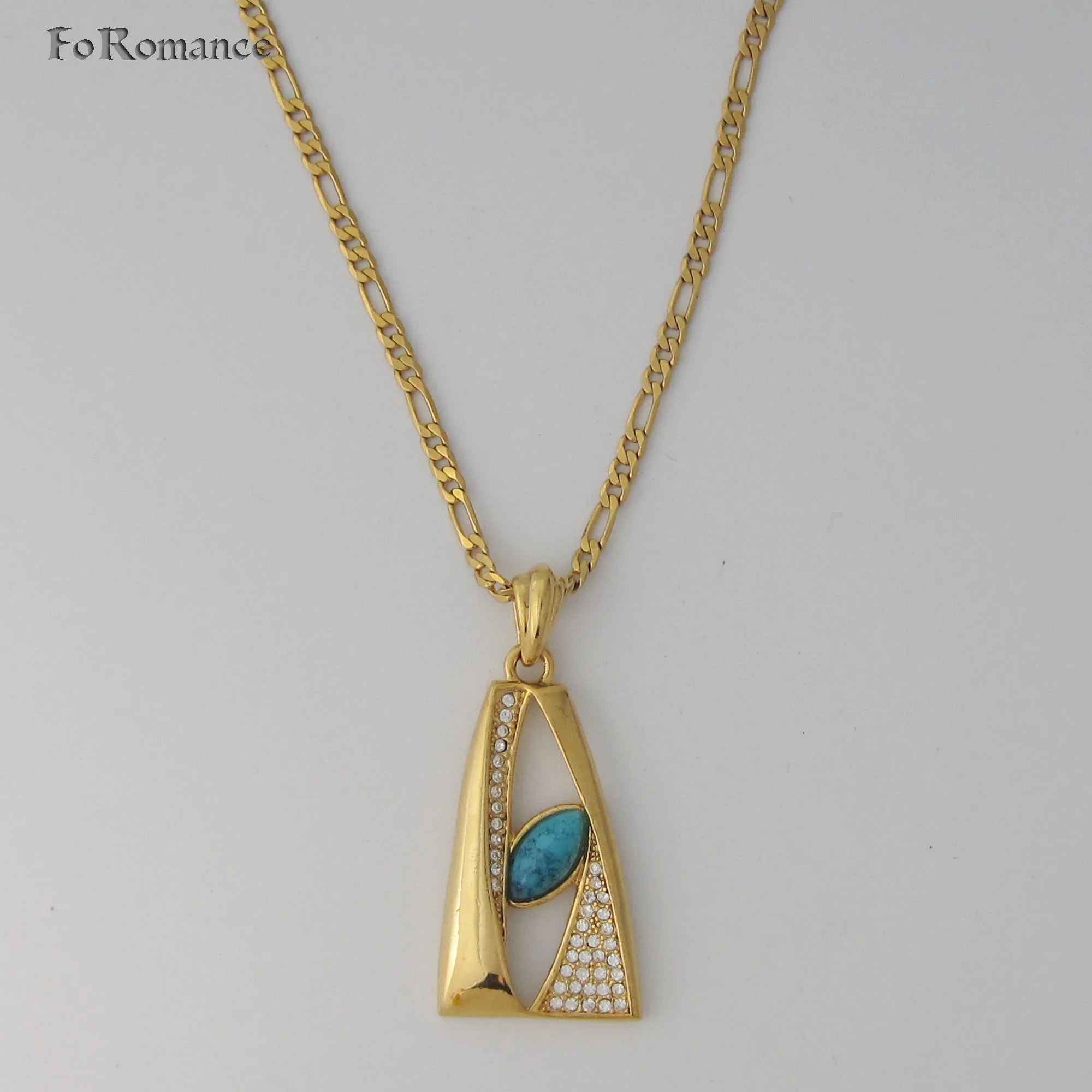 Foromans/желтое золото GP 24 &quotцепочка плетения Фигаро и форма пирамиды CZ камни