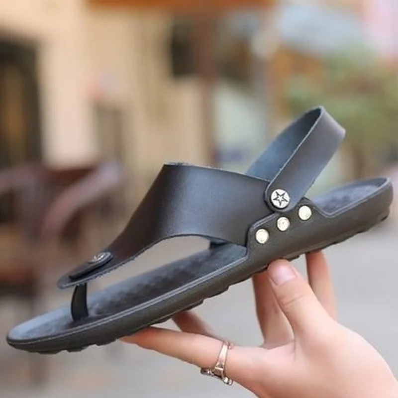 

2021 Summer New Flat Slip on Soft Bottom Sandals Men Fashion Slippers for Male Outdoor Comfortable Chic Sandy Beach Men Sandals