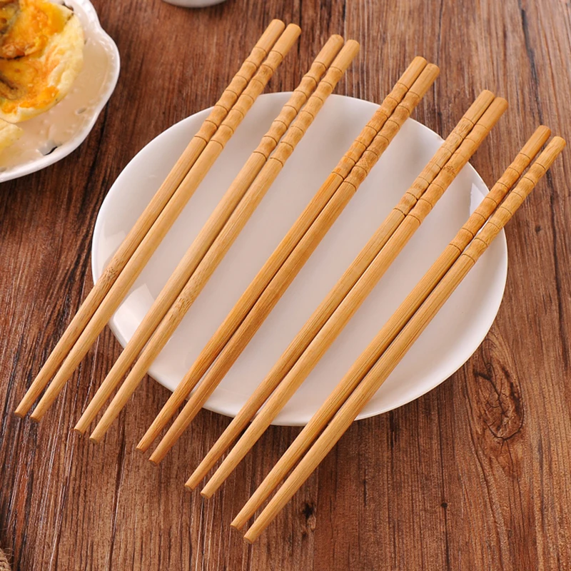 Ten Pairs Bamboo Chopsticks Sushi Non-slip Food Stick Set Handmade Reusable Additive-free Chinese Tableware | Дом и сад