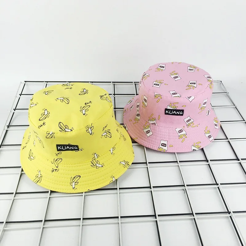 

2021 New Banana Fries Fisherman Hat Women's Bucket Hat Reversible Sunshade Hat Summer Casual Sun Protection Hats Unisex Panama
