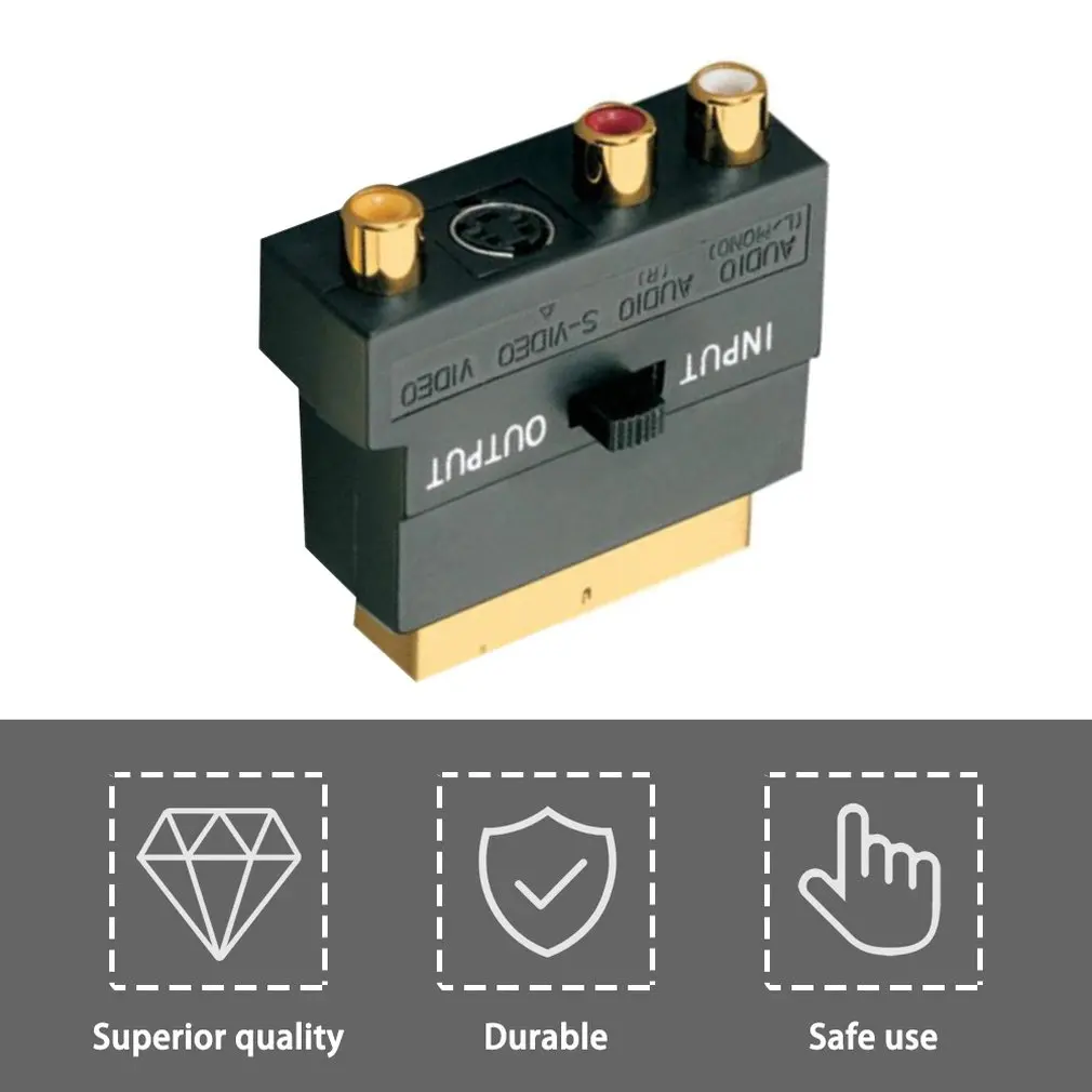 Адаптер SCART с AV-блоком на 3 RCA Phono Composite S-Video переключателем In/Out Scart адаптер SVHS для