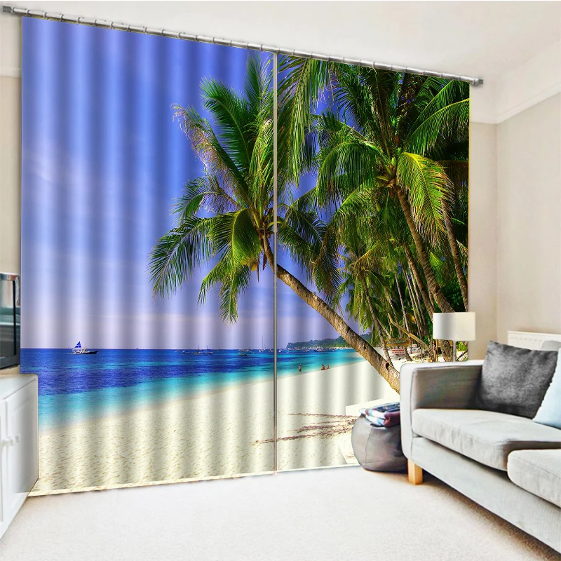 

Custom any size photo blue curtains beach scenery curtain 730 cm to 238 ,620 to 238,