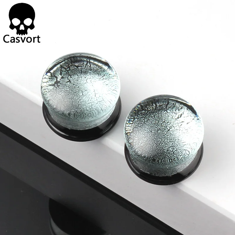 Casvort, 2 шт, разноцветные стеклянные тоннели в Уши пирсинг, серьги-гвоздики, спиральные беруши, модные ювелирные изделия для тела - Окраска металла: style 4