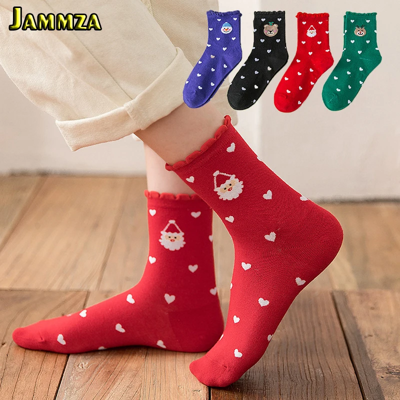 

Christmas Socks for Woman Red Festive Santa Claus Snowman Elk Pattern Short Socks Cute Heart Casual Cotton Girl's Meias