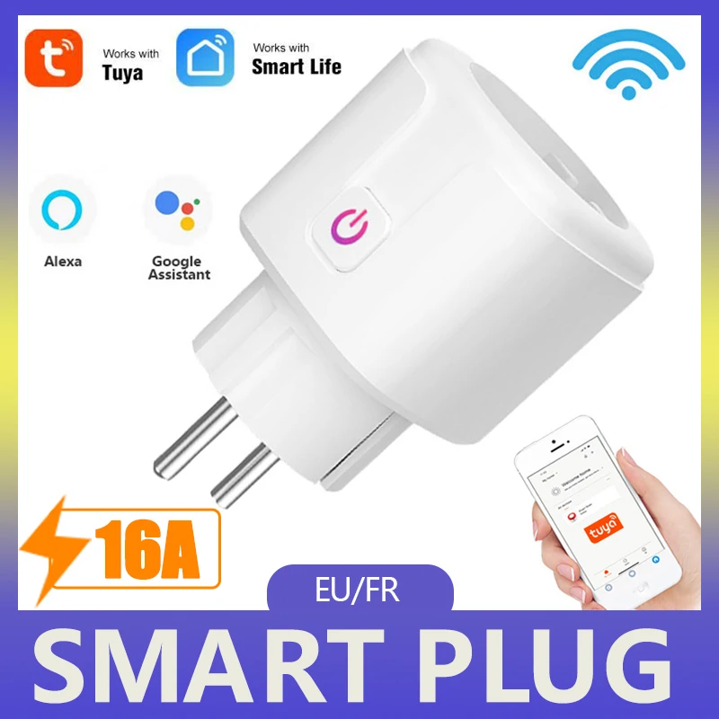 

EU 16A Wifi Smart Socket Socket TUYA Smart Life APP Control With Power Metering Timing Function Work With Alexa Google Assistant