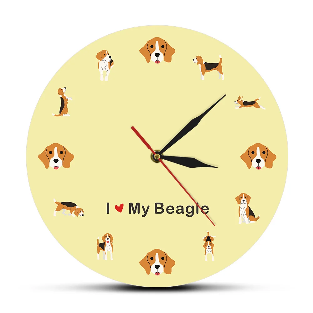 Настенные часы с изображением щенка из мультфильма I Love My Beagle английские собаки
