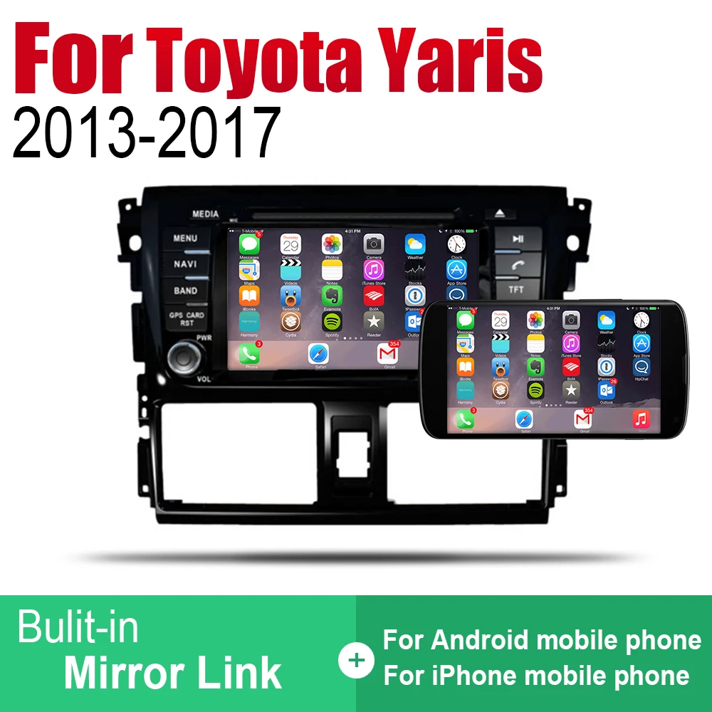 Автомобильная Мультимедийная система на Android для Toyota Yaris 2013 2014 2015 2016 2017 с