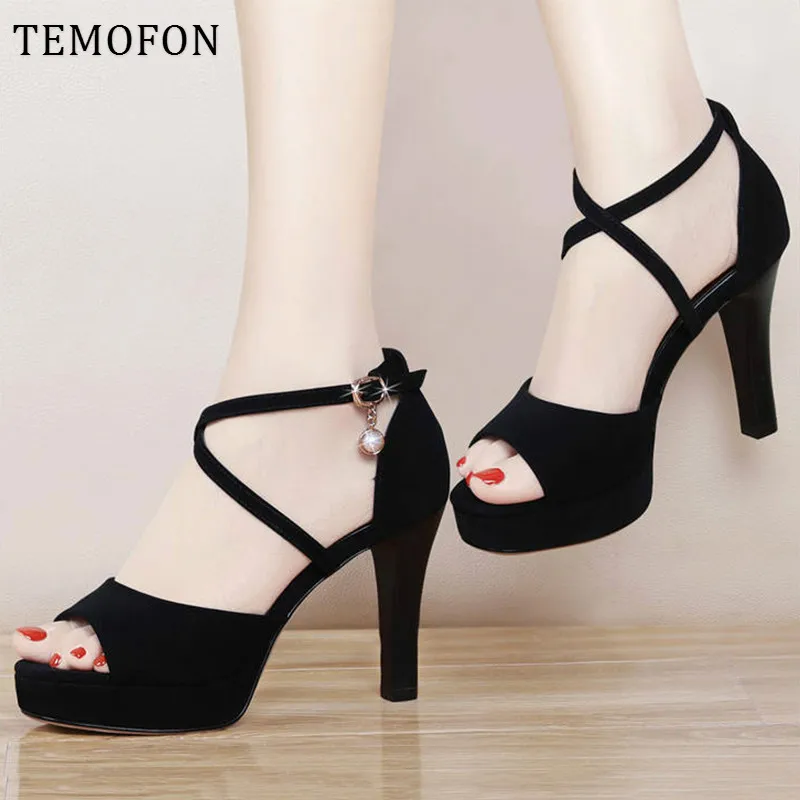 Босоножки TEMOFON женские на платформе и высоком массивном каблуке сандалии с